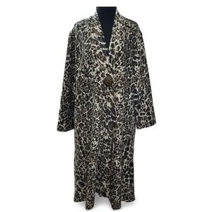 Helen's Heart Leopard Print Jacket Long XL Single Button Mob Wife Textured